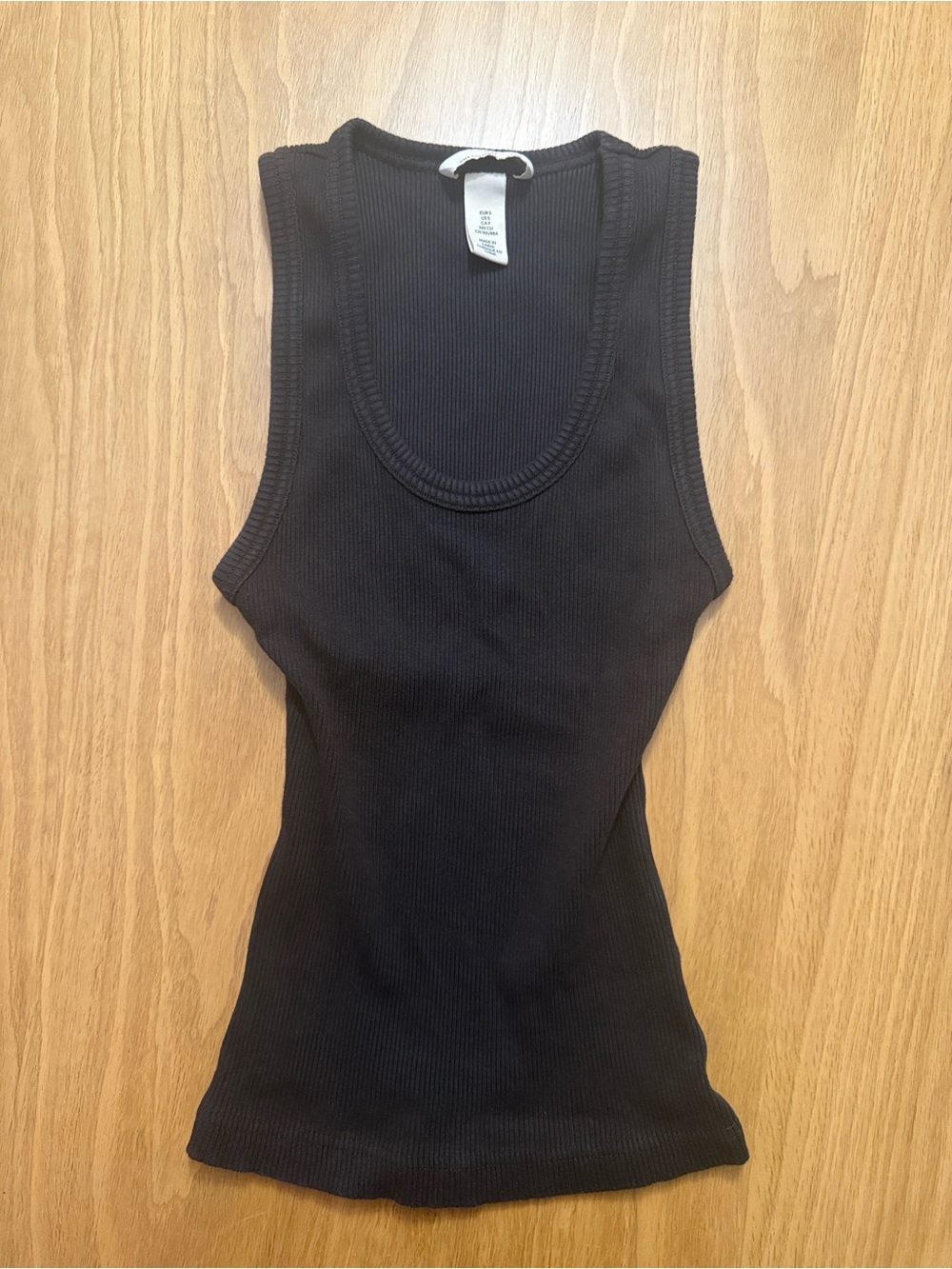 H&M Dark Brown Ribbed Scoop Neck Tank Top